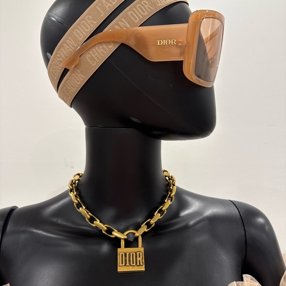 Christian Dior Oversized Shield Sunglasses Nude Blush Runway Frame Rare Color main image 5